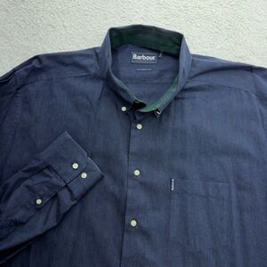 Barbour Lambton Shirt Mens XXL Navy Blue Cotton Tailored Fit MSH4556NY91